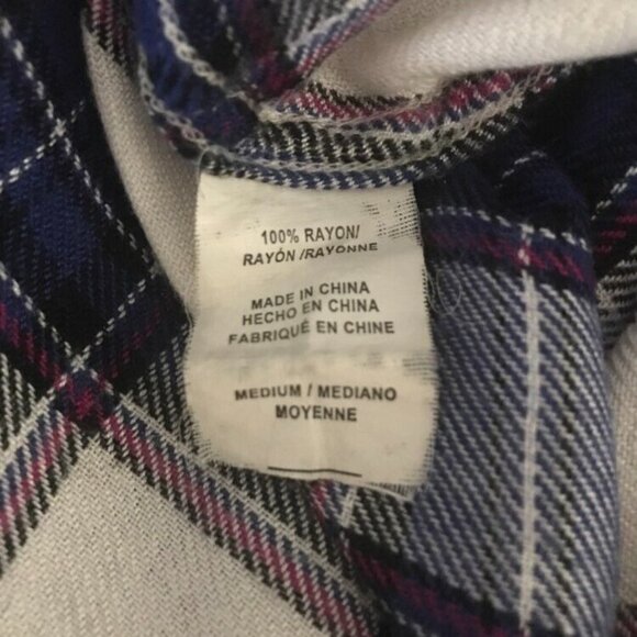 RAILS Long Sleeve Shirt Womens Size Medium Blue Plaid Pink Sleeves Solf Flannel - Picture 7 of 8